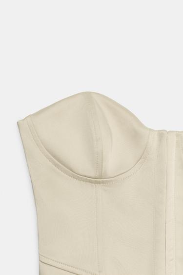 SATIN CORSETRY-INSPIRED BANDEAU TOP - Sand by Zara - Image 7