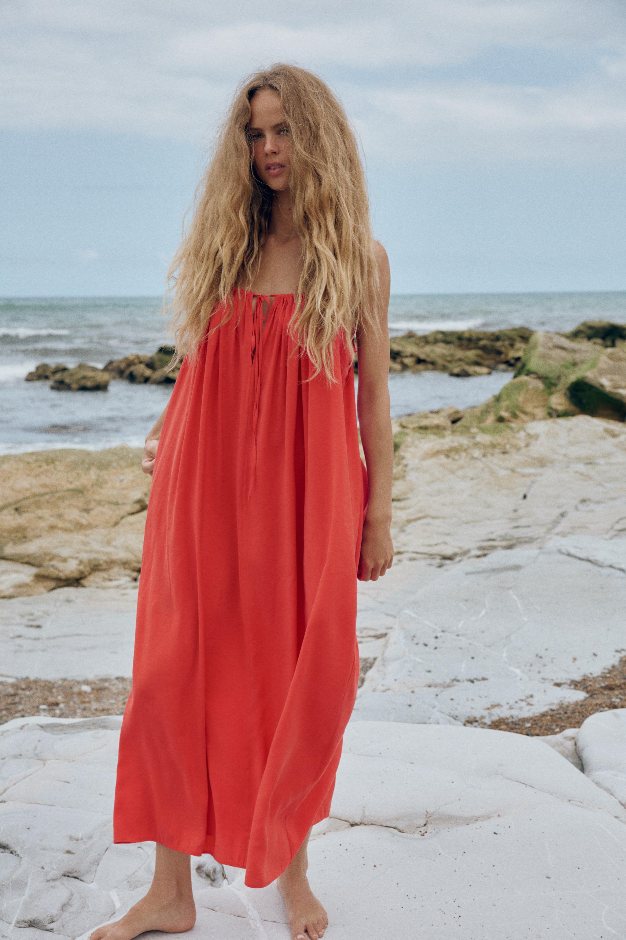 FLOWY TIED MIDI DRESS