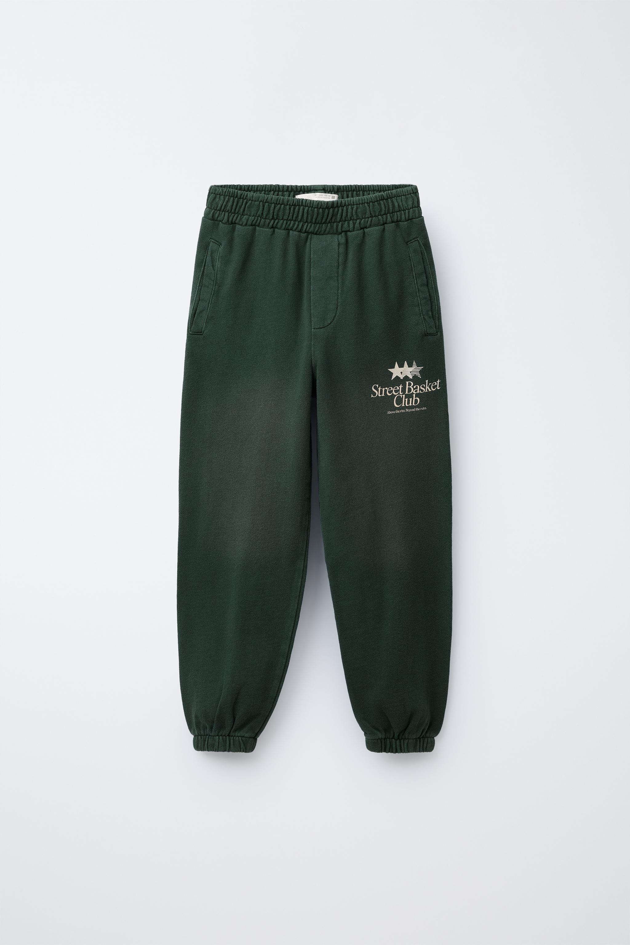 安心★関税込み★ZARA★WASHED-EFFECT PLUSH TROUSERS WITH SLOG WASHED EFFECT PLUSH TROUSERS WITH SLOGAN - Anthracite grey