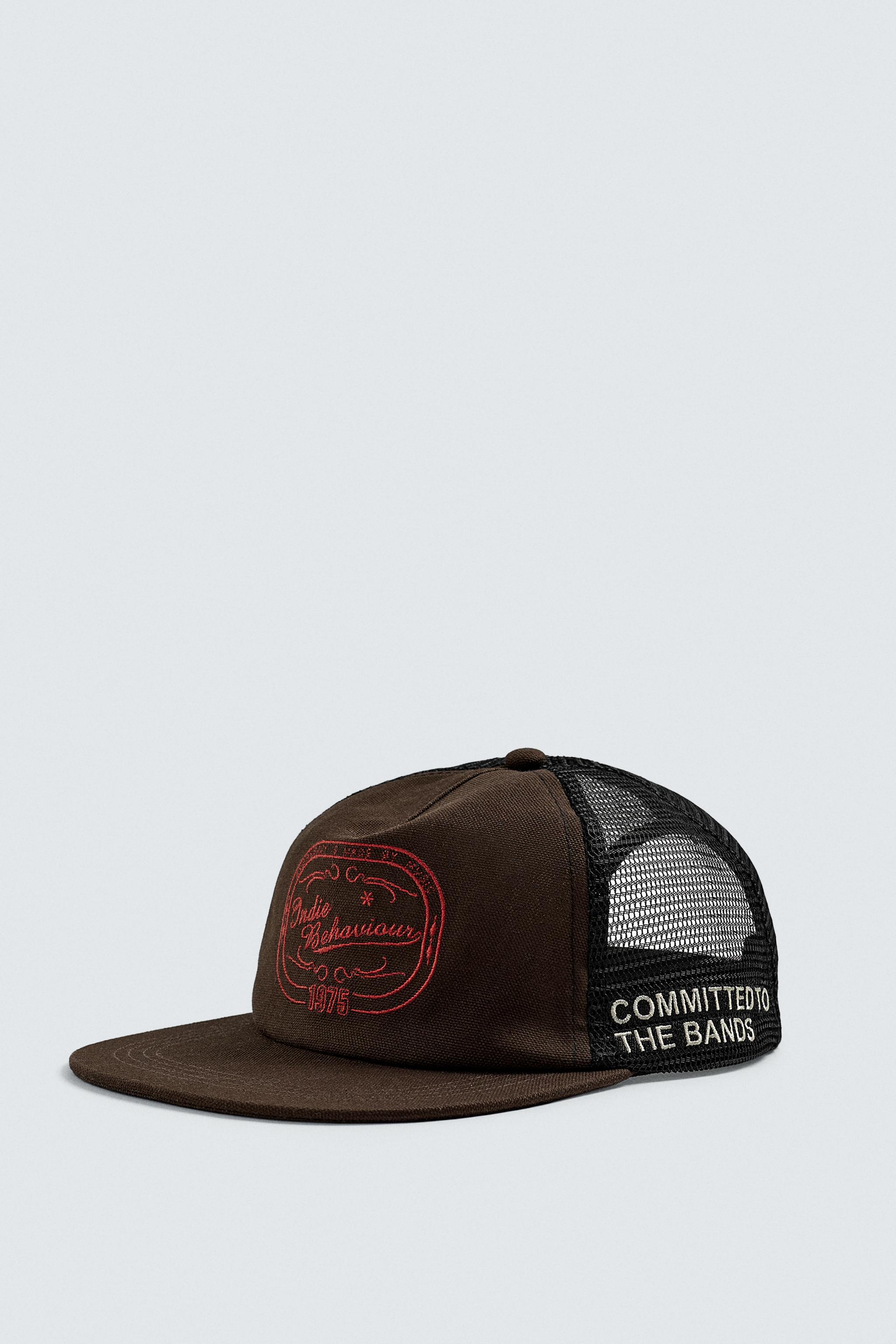 EMBROIDERED FLAT VISOR CAP - Brown | ZARA United States