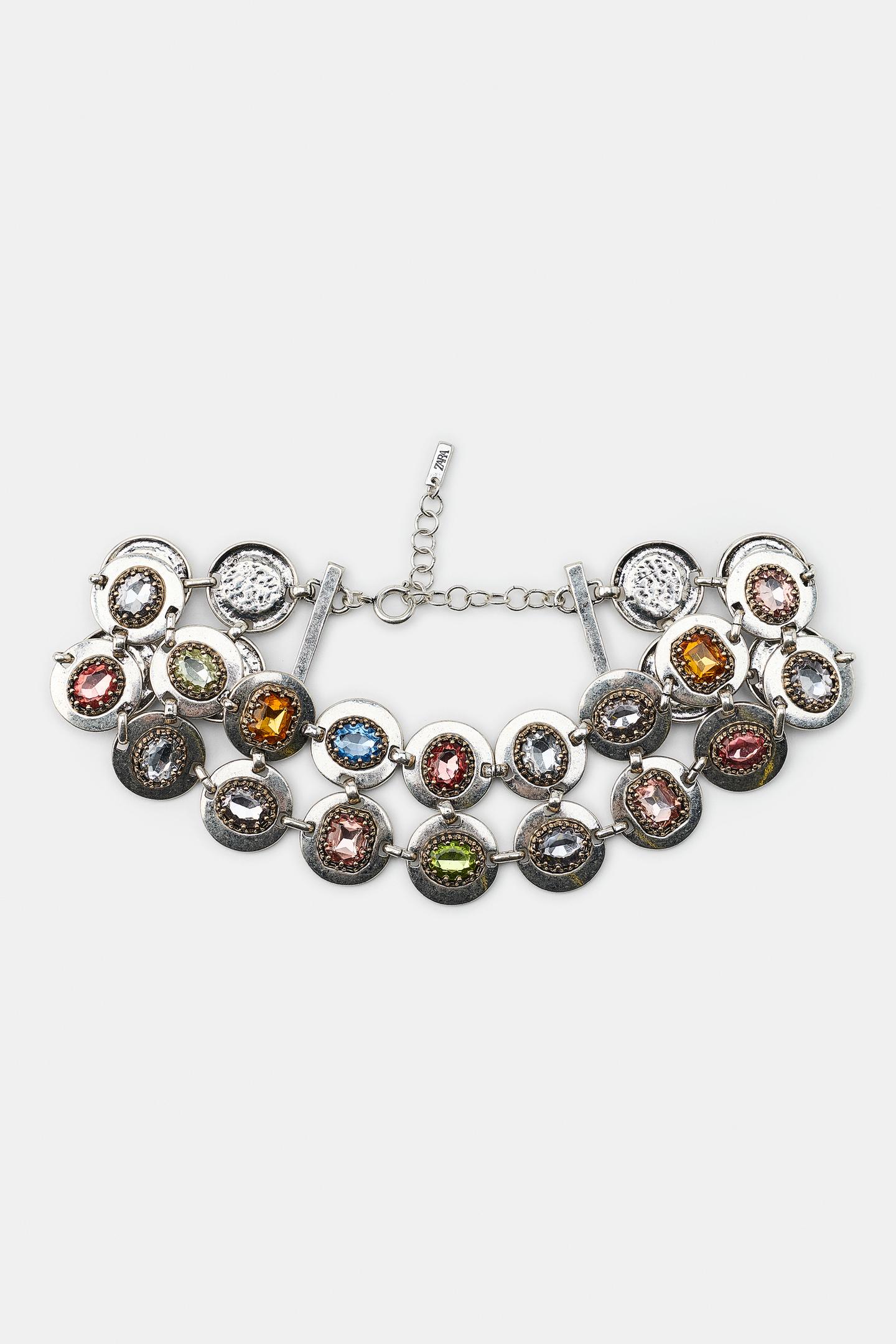 Женское колье Zara Multicolor Stone, цвет: Серебряный — фото 4