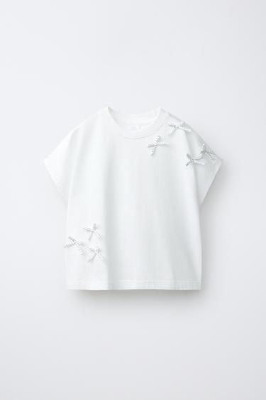 T-SHIRT COM LAÇOS - Branco da Zara - Imagem 0