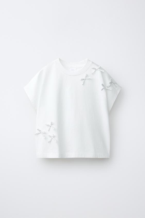 BOW T-SHIRT - White by Zara - Image 0