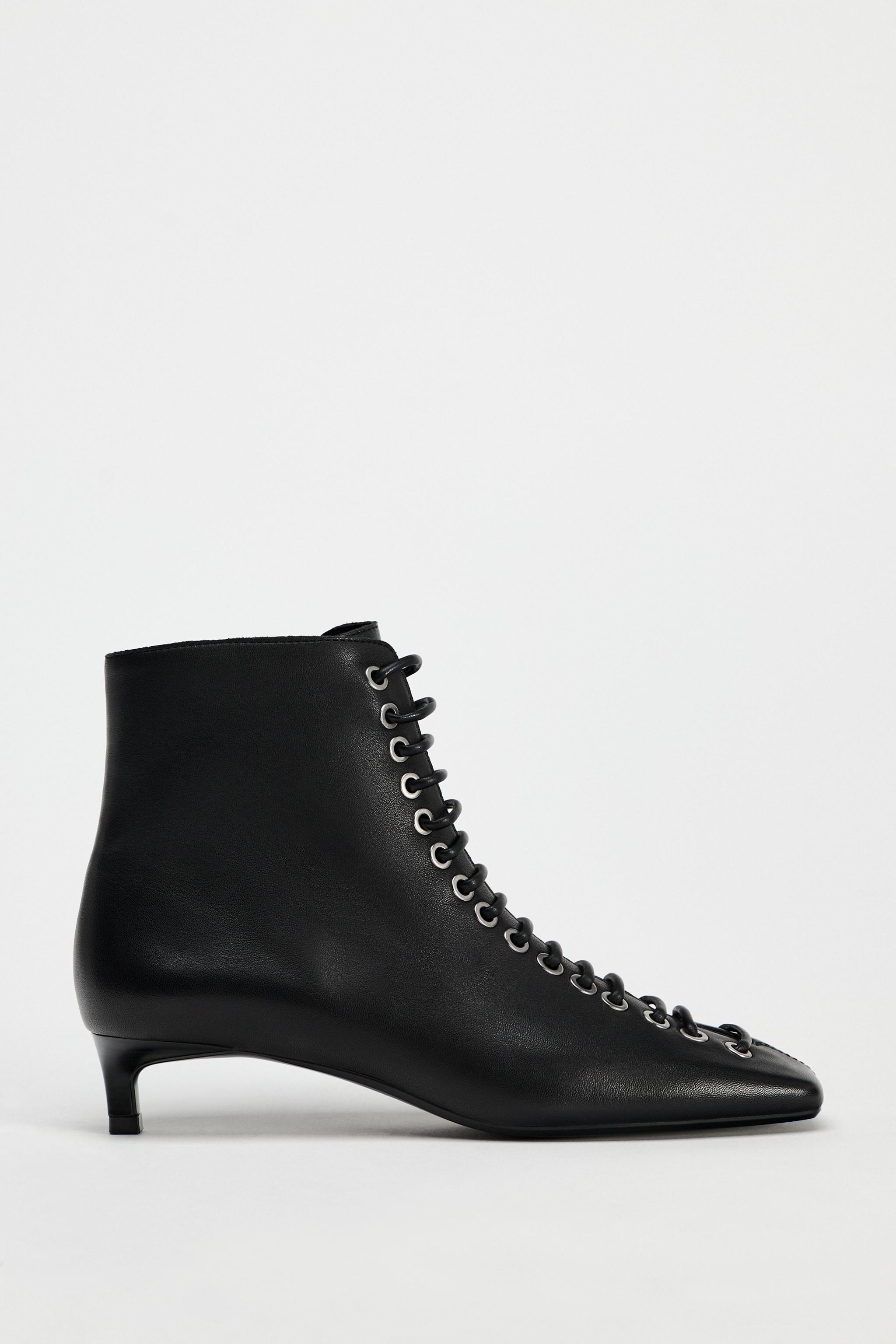 Lace up leather ankle shops boots zara