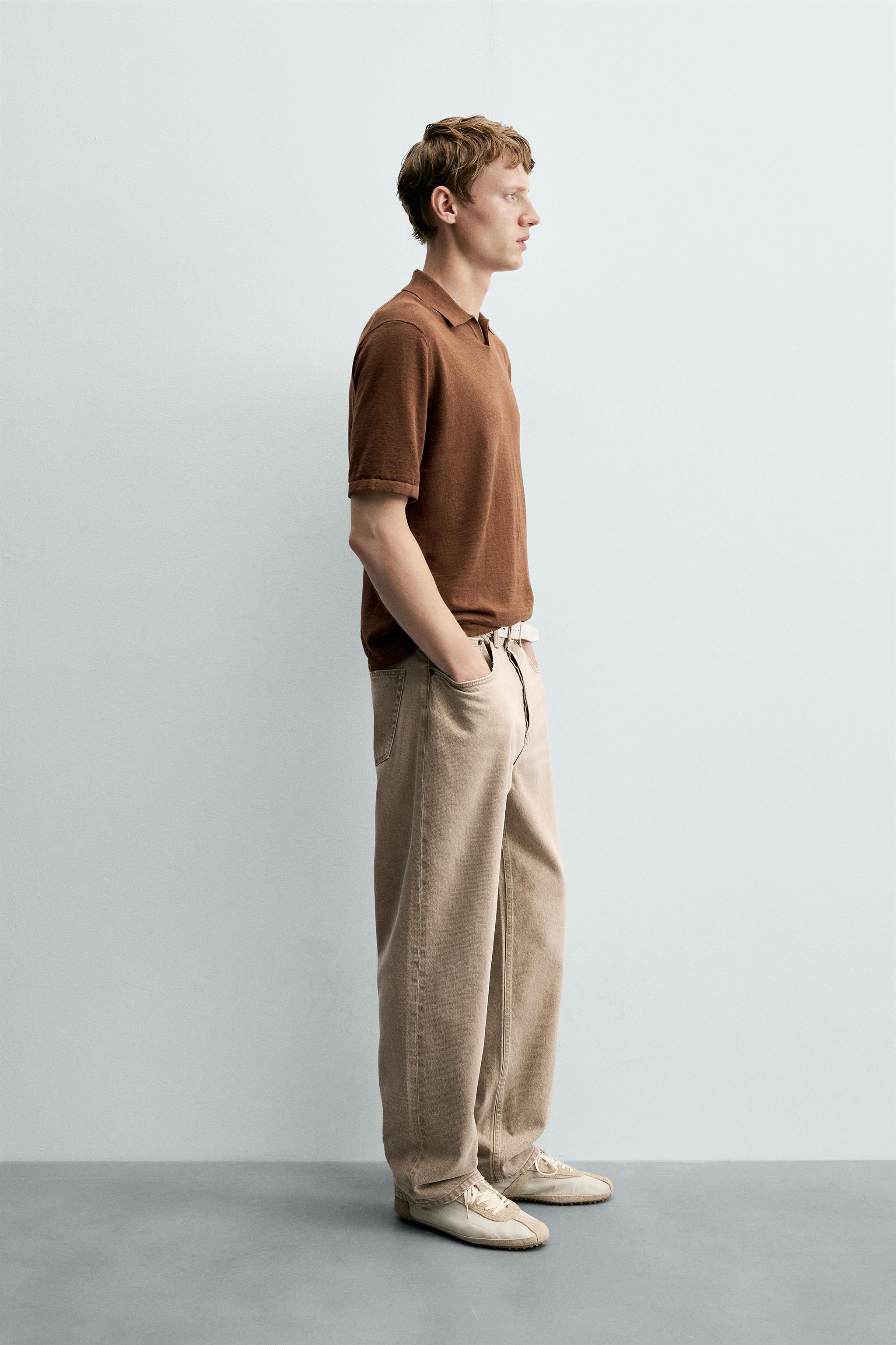Zara PAMUKLU KENEVİR POLO T-SHIRT görsel 4