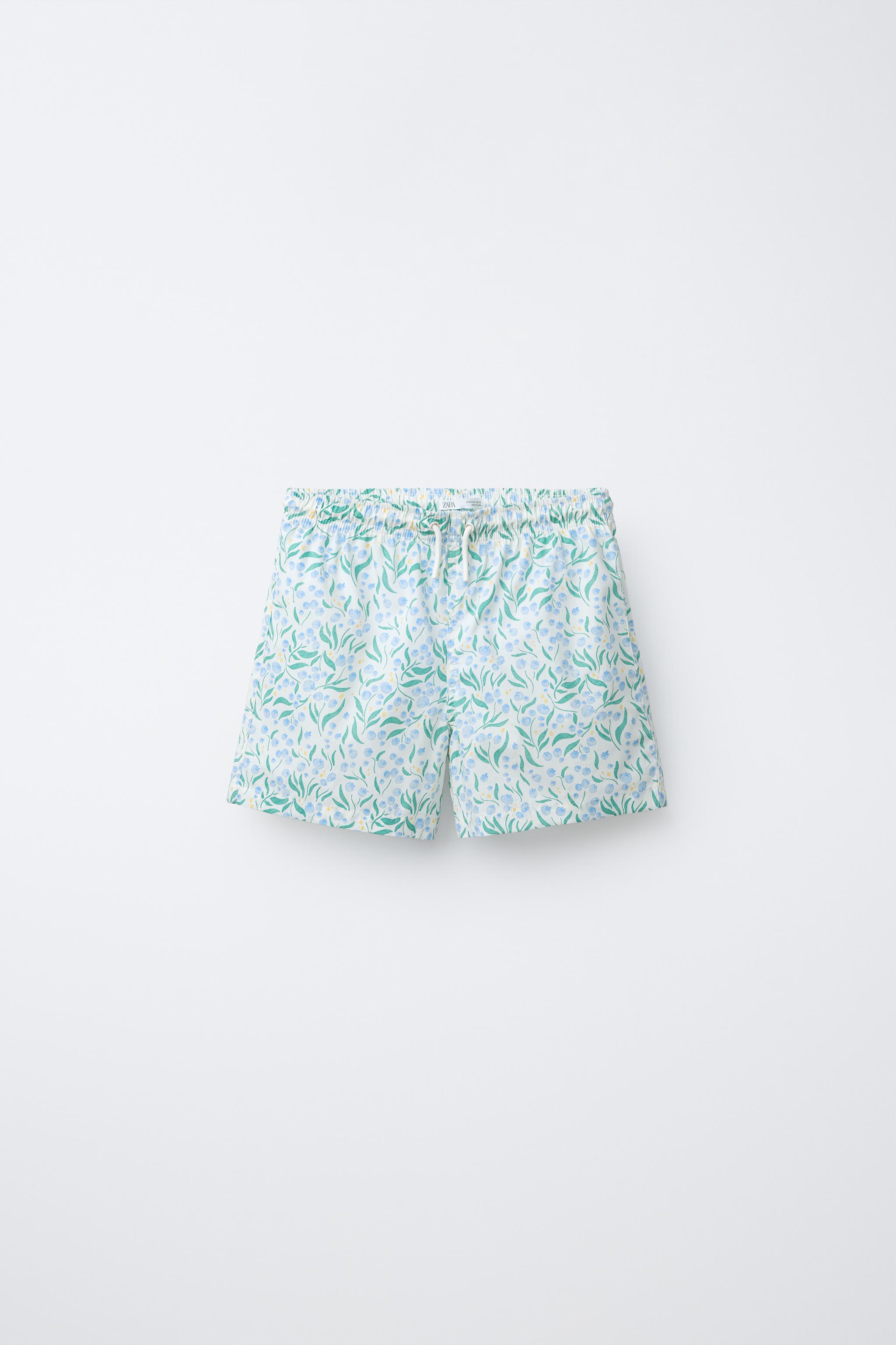 6-14 YEARS/ LEAF PRINT SWIM SHORTS - Ecru | ZARA United States