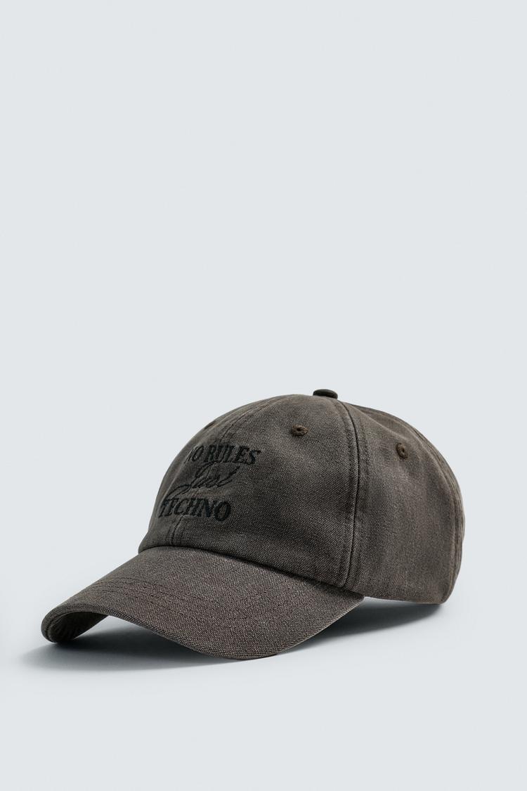 ZARA WASHED CAP WITH EMBROIDERED TEXT