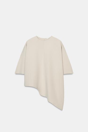 ASYMMETRIC INTERLOCK CAPE - Ecru by Zara