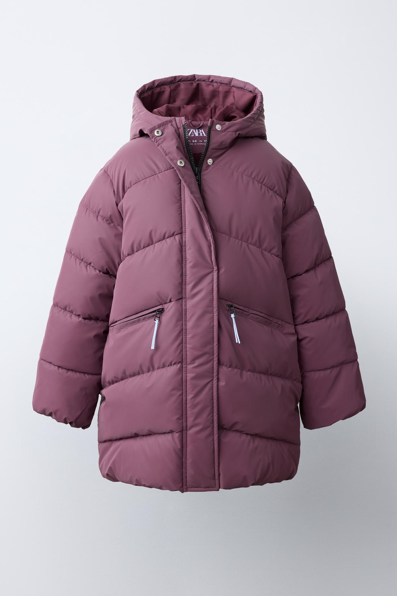 WATER-RESISTANT RUBBERIZED PUFFER COAT — Dusty pink