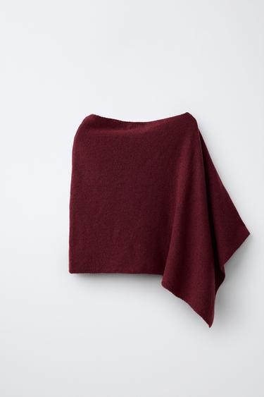 FINE KNIT CAPE — Burgundy 2