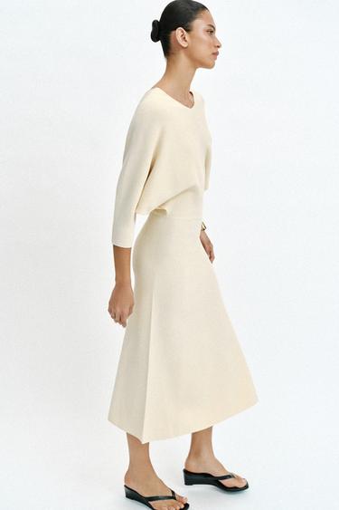 KNIT MIDI DRESS - Ecru by Zara - Image 3