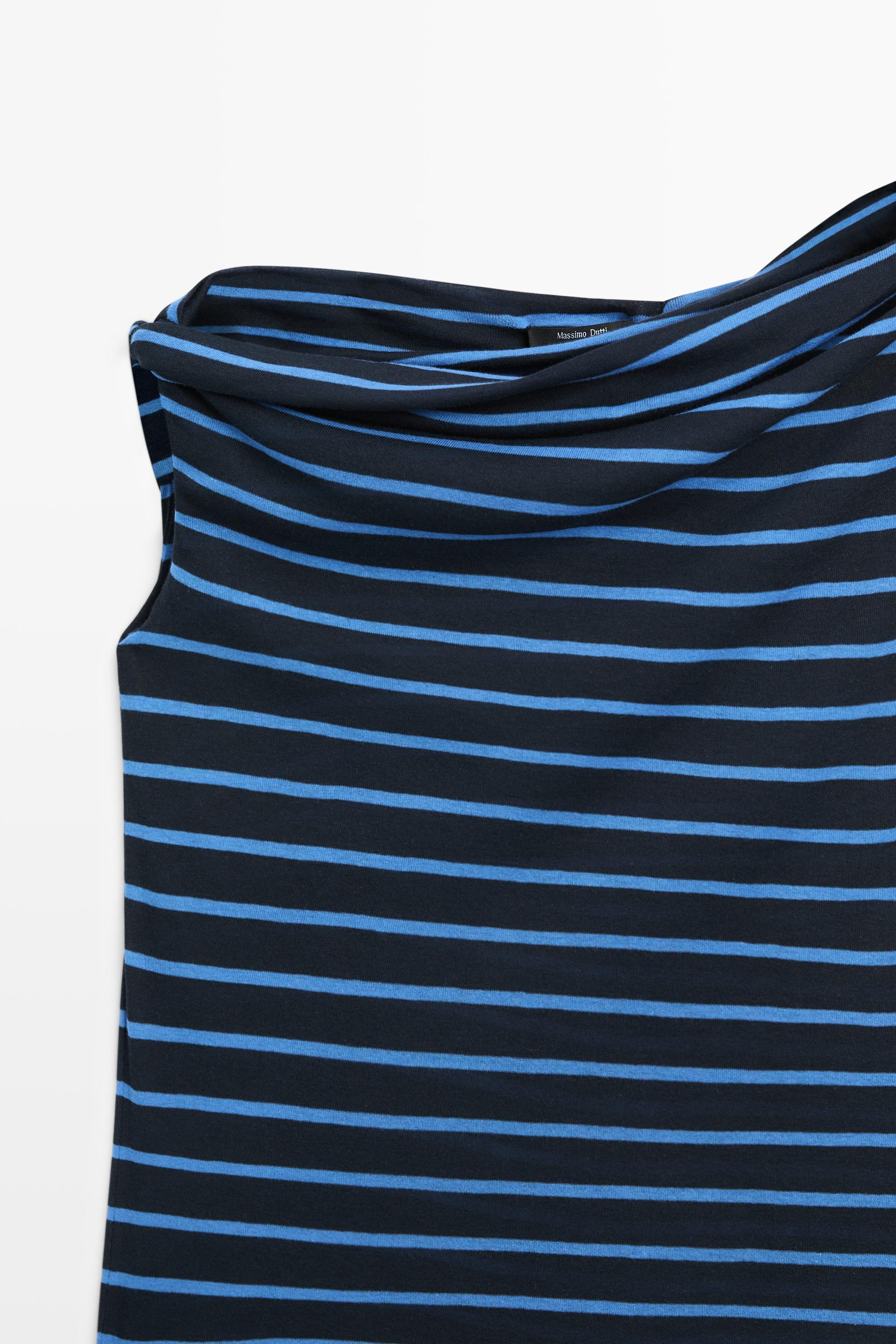 Striped cotton top with draped detail