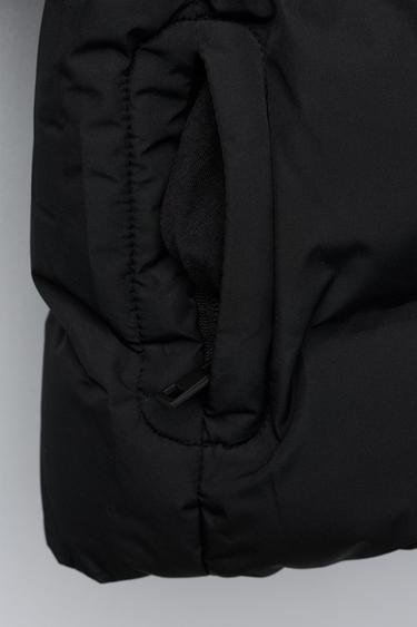 WATER-REPELLENT HOODED PUFFER COAT - Black by Zara - Image 8