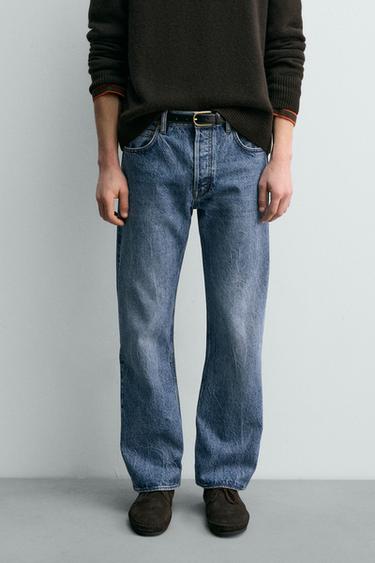 STRAIGHT-LEG BOOTCUT JEANS AARON LEVINE X ZARA - Mid-blue by Zara