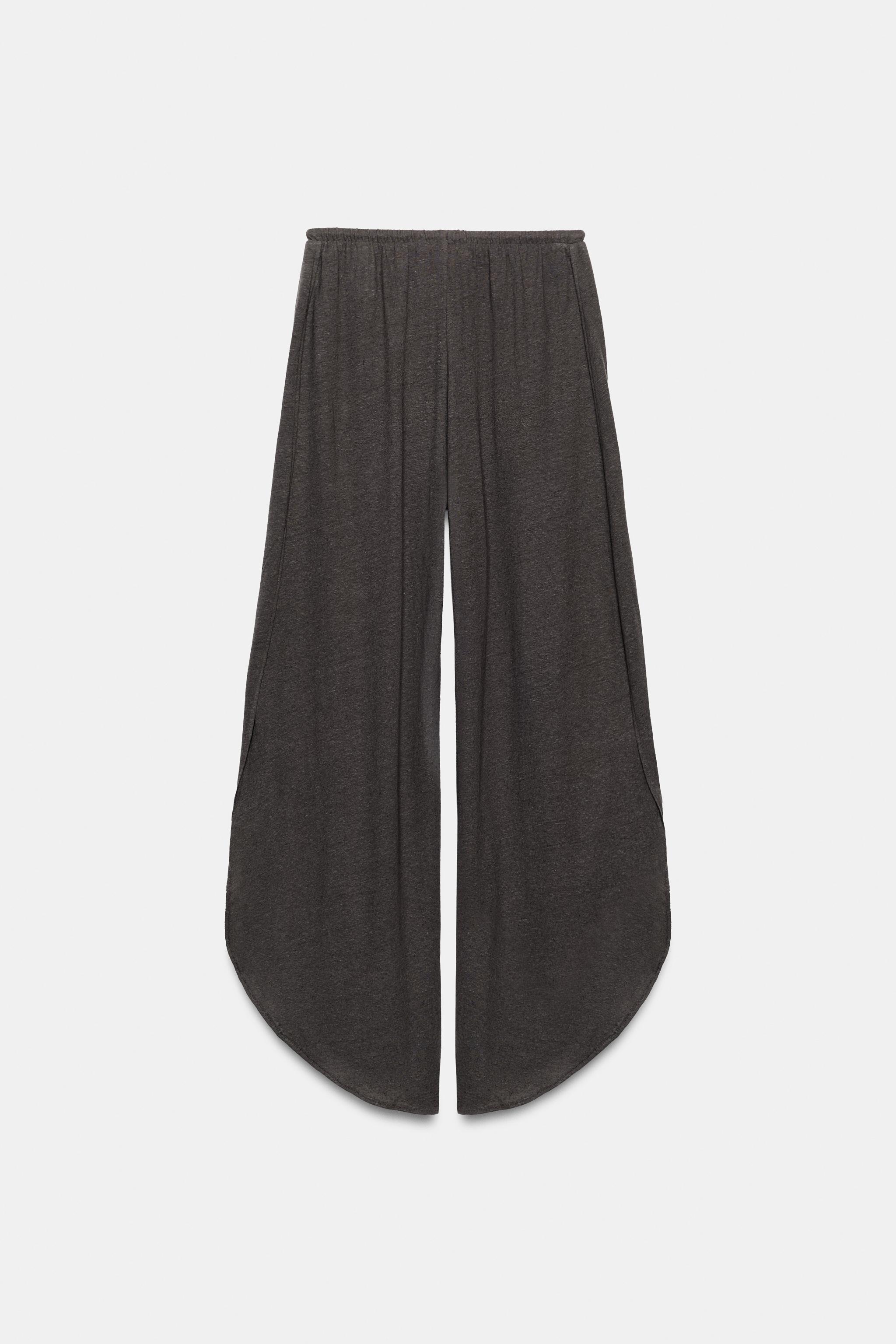 Женские брюки Zara LINEN BLEND SLIT PANTS — фото 5