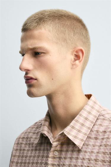 TEXTURED CHECK SHIRT - Sand by Zara - Image 5
