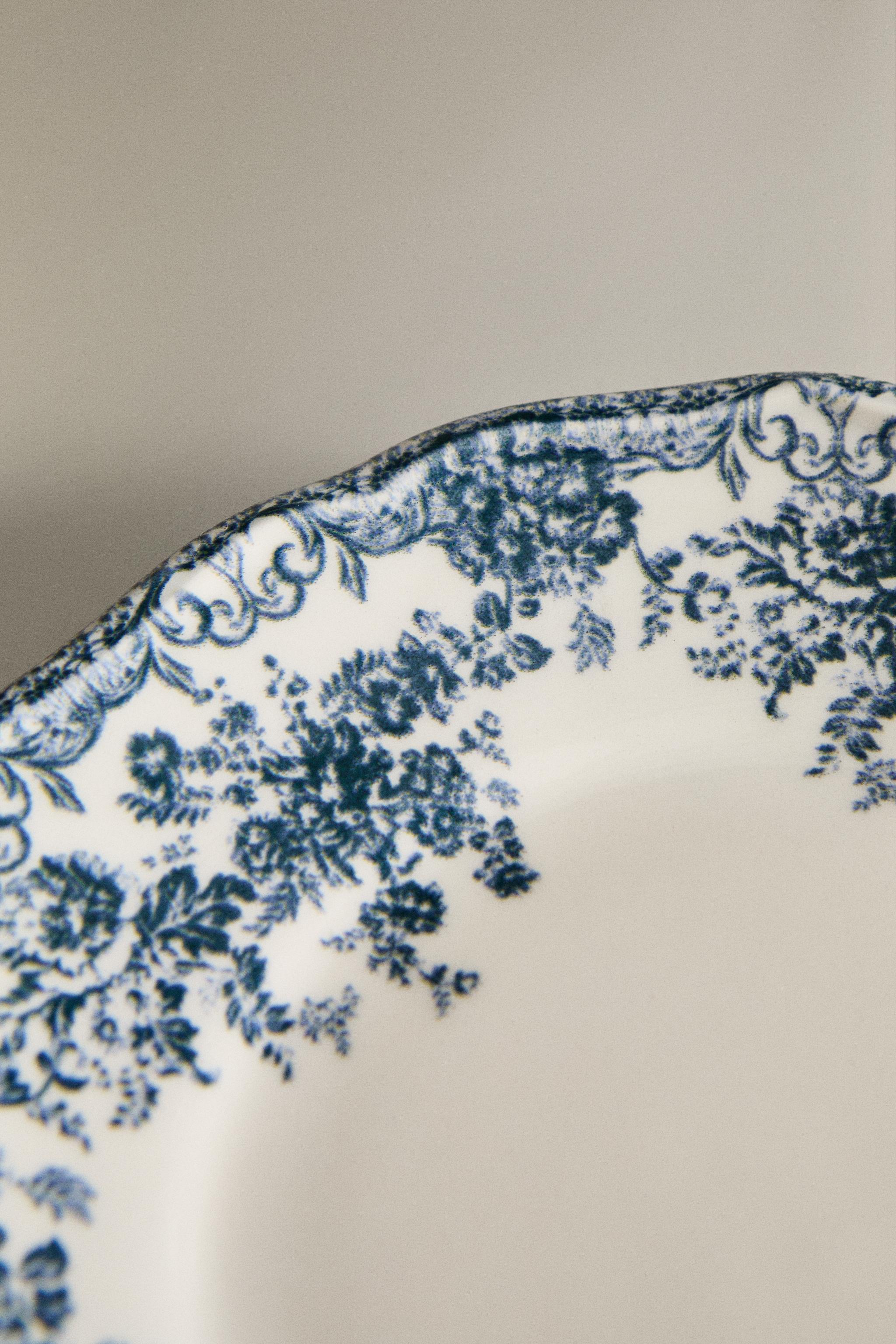 FLORAL EARTHENWARE SIDE PLATE - Blue | ZARA United States