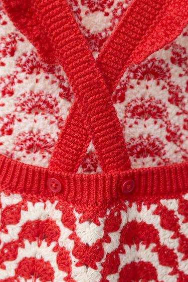 BODY EN MAILLE CROCHET - Écru / Rouge de Zara - Image 3
