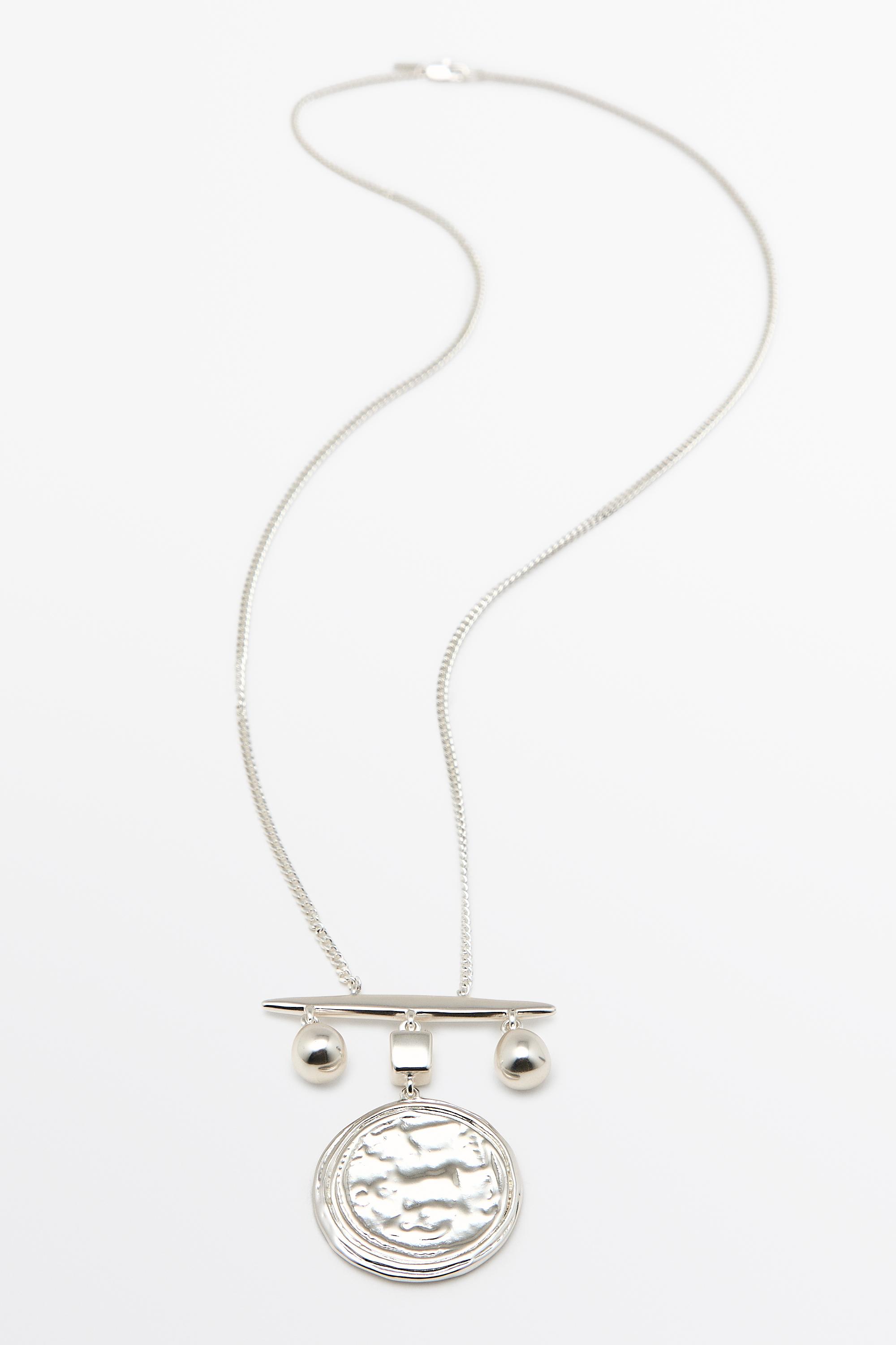Long coin necklace — Silver