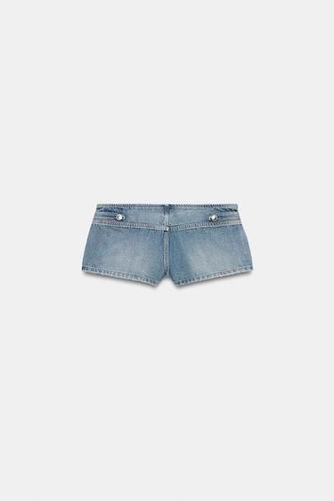 TRF LOW-RISE DENIM MINI SHORTS - Blue by Zara - Image 4
