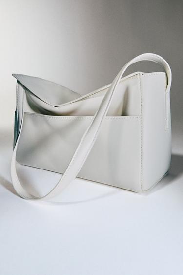 LEATHER SHOULDER BAG - white by Zara