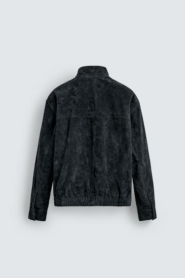 SUEDE LEATHER JACKET - Navy blue by Zara - Image 7