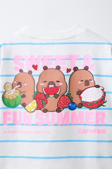 T-SHIRT RAYURES CAPIBARA CAPYFUN © - Blanc de Zara - Image 3
