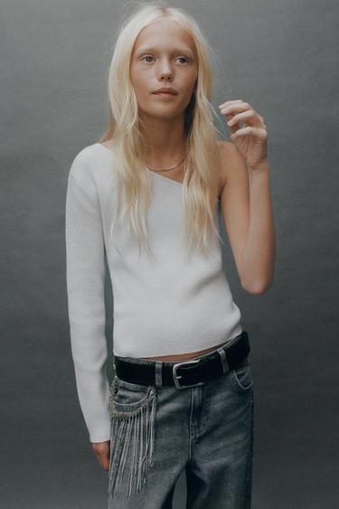 Zara SHINY ASYMMETRIC JUMPER - Silver