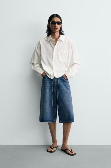 РУБАШКА BOXY FIT С ЭФФЕКТОМ ПОТЕРТОСТИ — БЕЛЫЙ от Zara