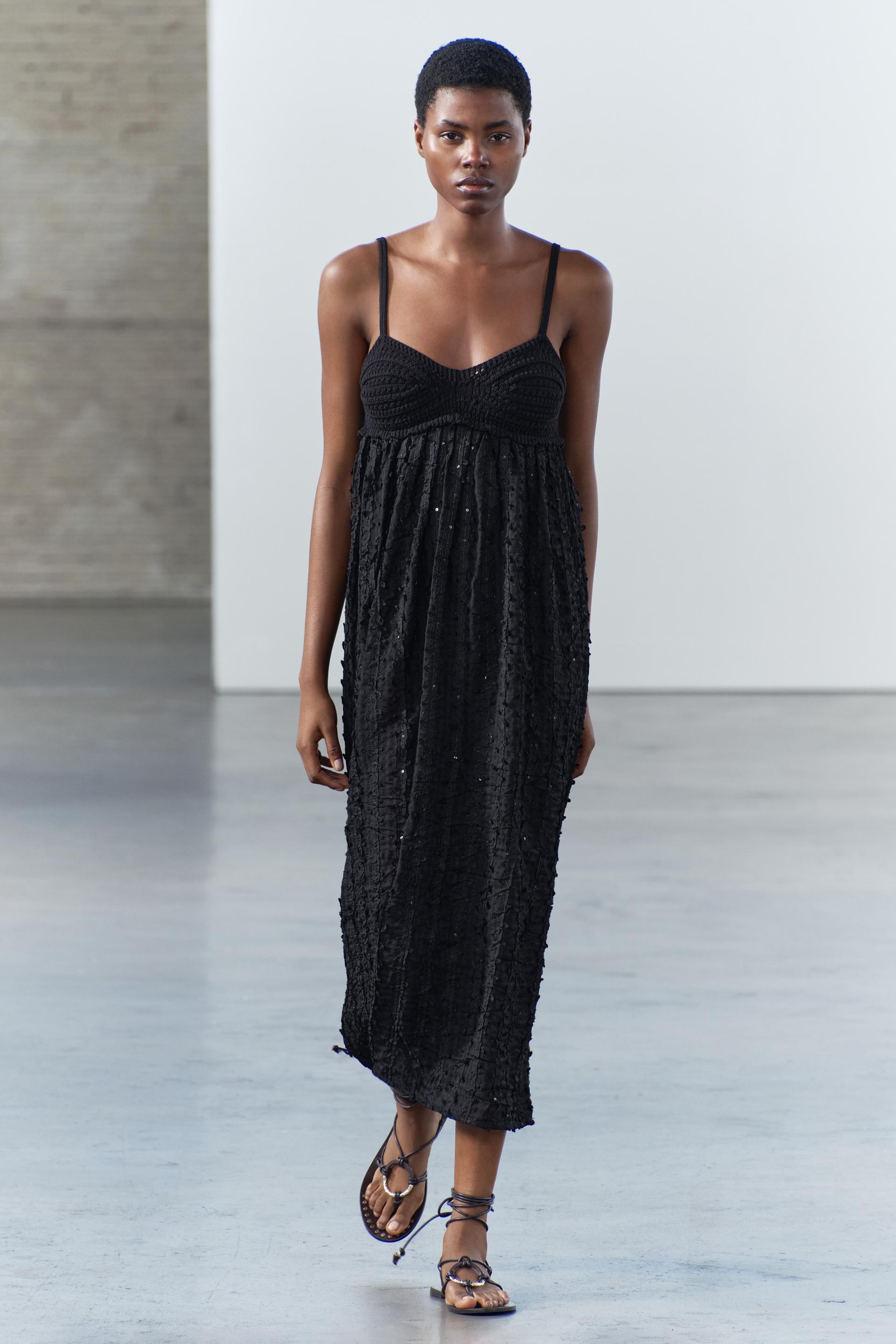 COMBINED SEQUINNED KNIT DRESS - Black | ZARA United Kingdom