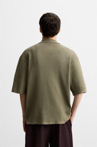 CHEMISE EN MAILLE STRUCTURÉE - Kaki de Zara - Image 2
