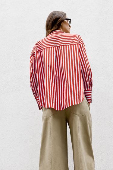 CHEMISE RAYÉE - Blanc / Rouge de Zara - Image 6