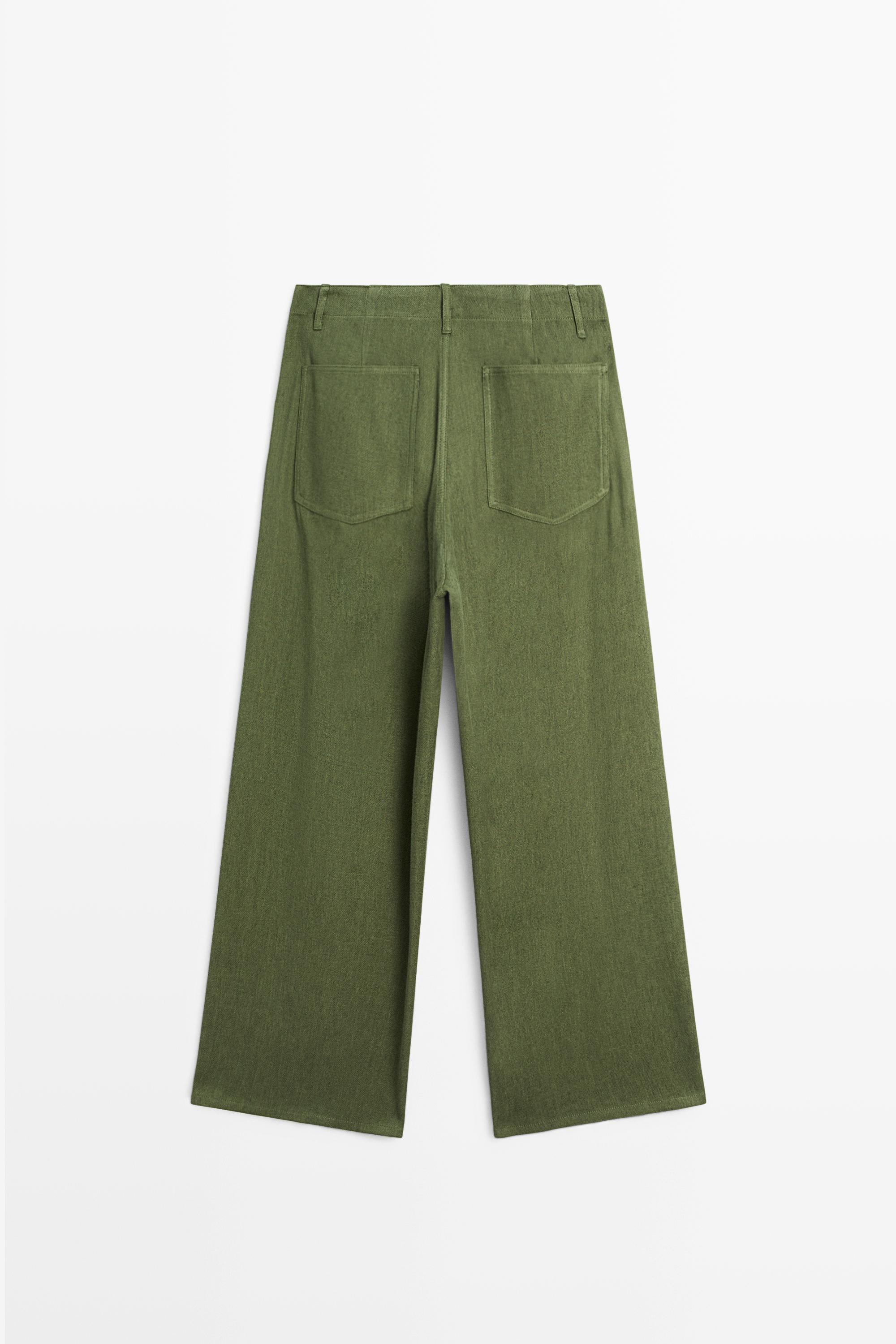 Pantalon droit en lin mélangé