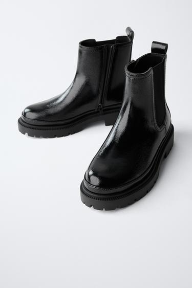 PATENT ANKLE BOOTS - Black by Zara - Image 2