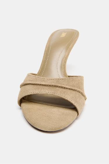 LEATHER HIGH-HEEL SANDALS - Sand Brown by Zara - Image 4