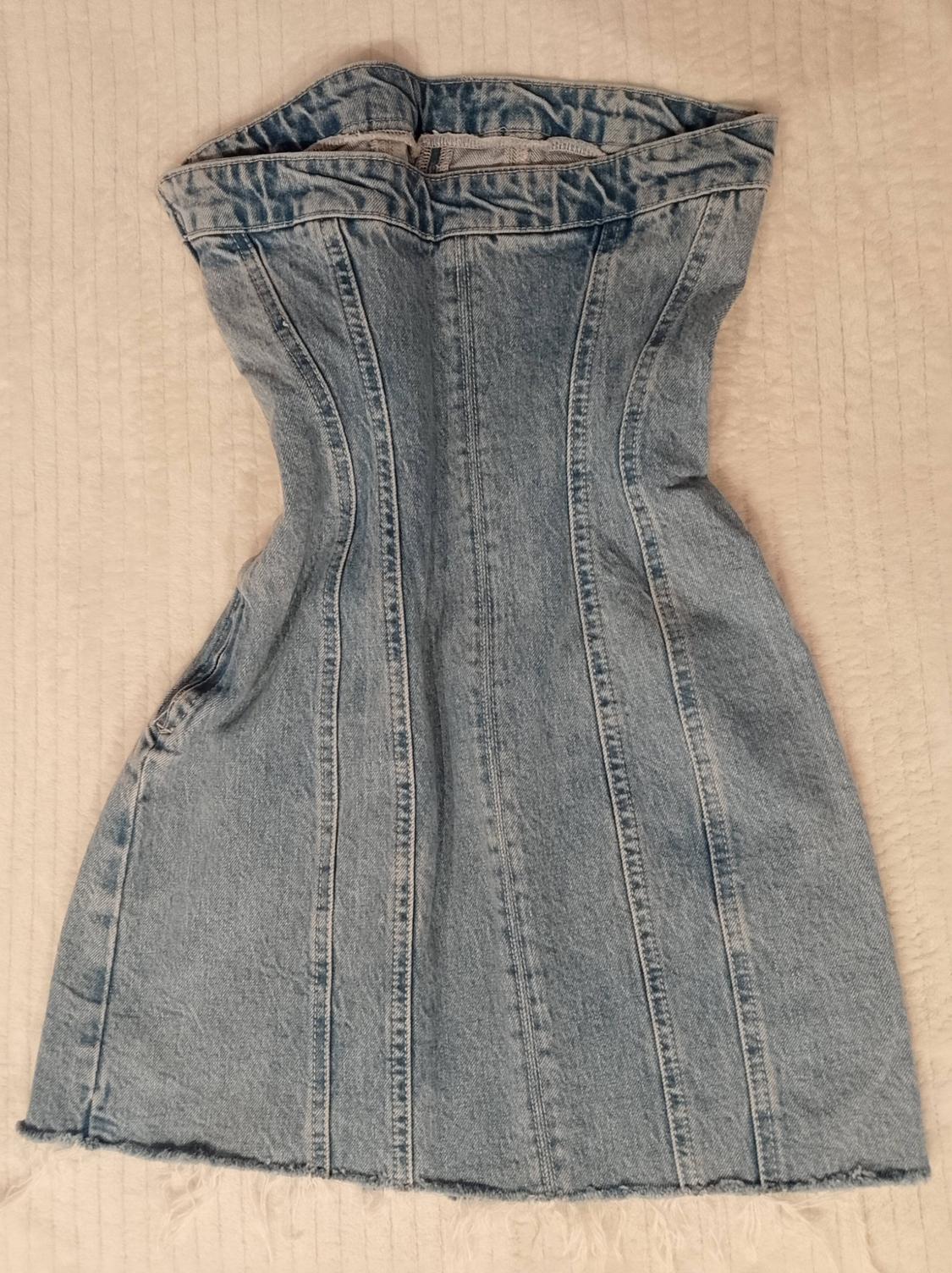 DENIM BANDEAU DRESS - Image 2