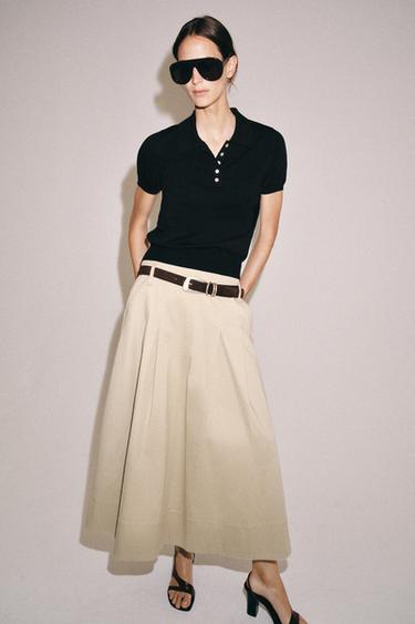 POLO DE MALHA DE MANGA CURTA - Preto da Zara