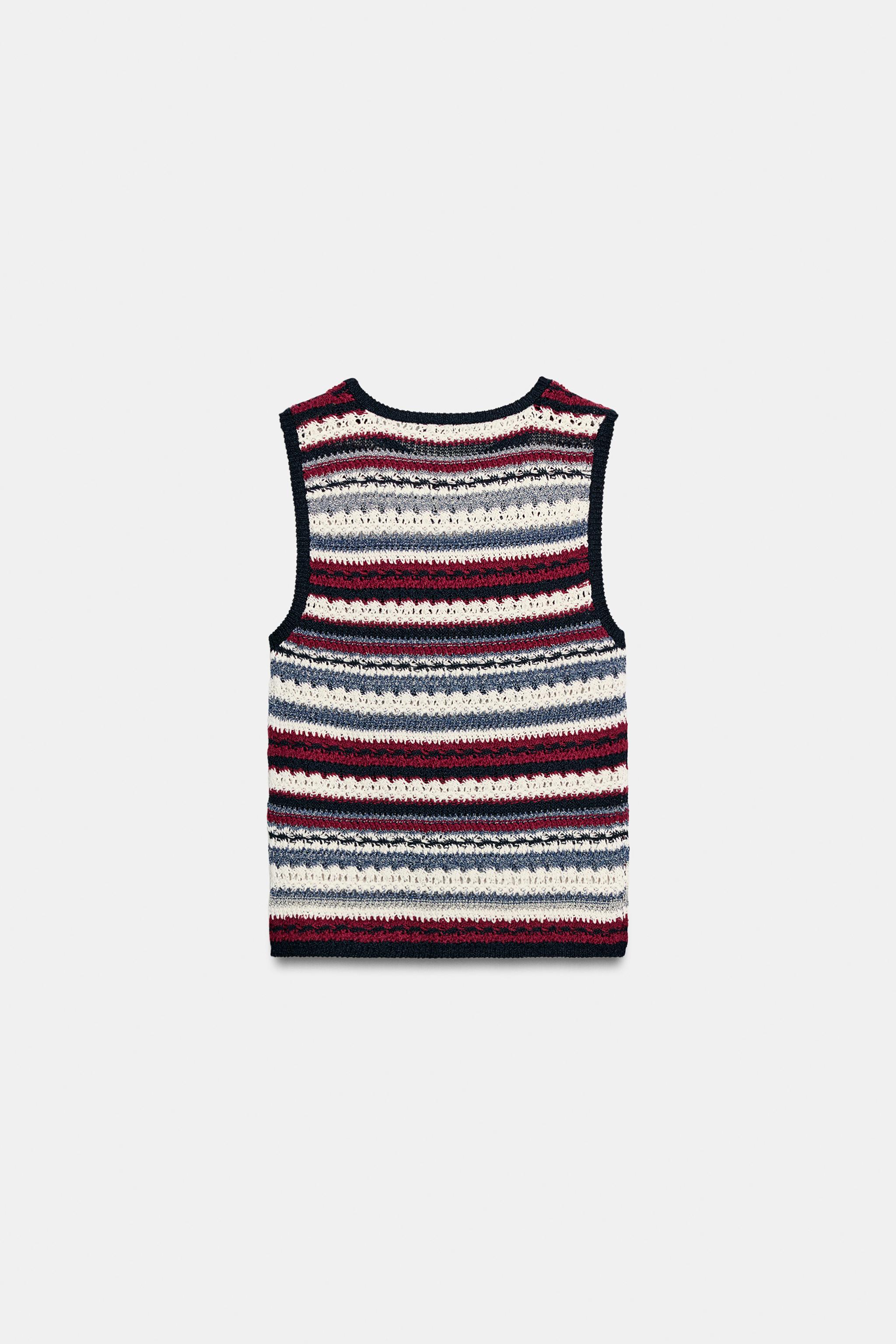 Zara TEXTURED STRIPED KNIT TOP — фото 3