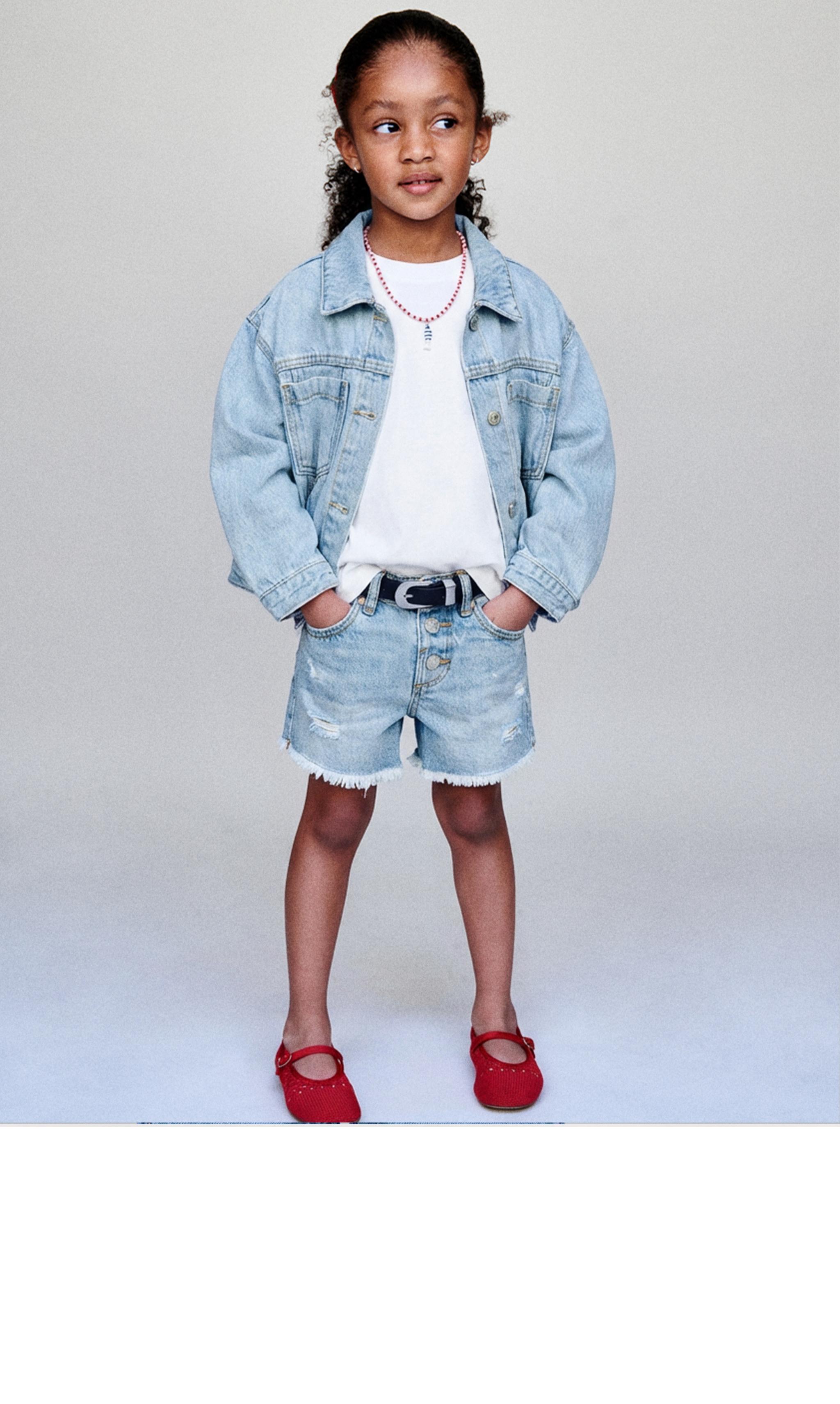 KIDSCOOL SPACE Jupe En Jean D'Été Pour Bébé Fille - Robe Courte Bord Brut Bleue Claire à La Mode