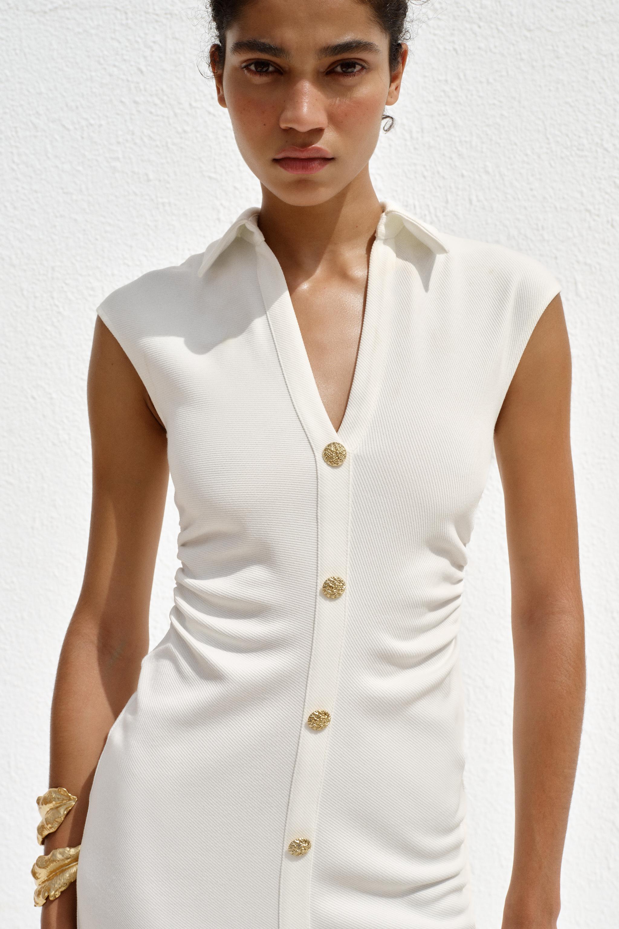 ZARA ピケシャツワンピース 3644/176 ピケシャツワンピース - オフホワイト | ZARA Japan / 日本