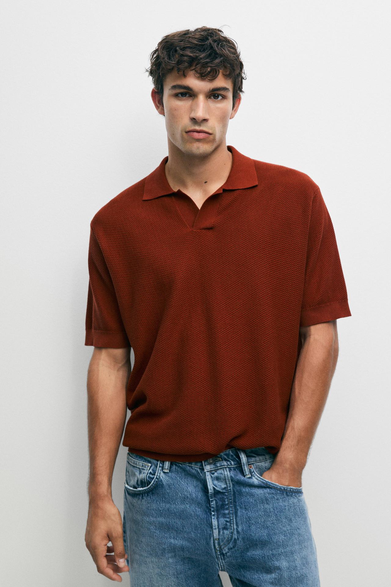 100% cotton knit polo — Russet