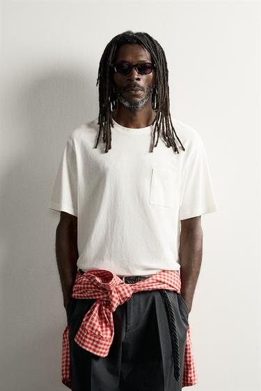 AARON LEVINE X ZARA POCKET T-SHIRT - Ecru by Zara