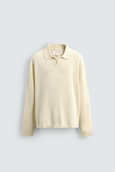 HEMP-COTTON KNIT POLO SHIRT - Light beige by Zara