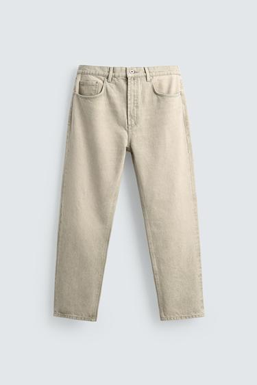 Zara STRAIGHT FARMERKE DO ČLANKA – sivozelena