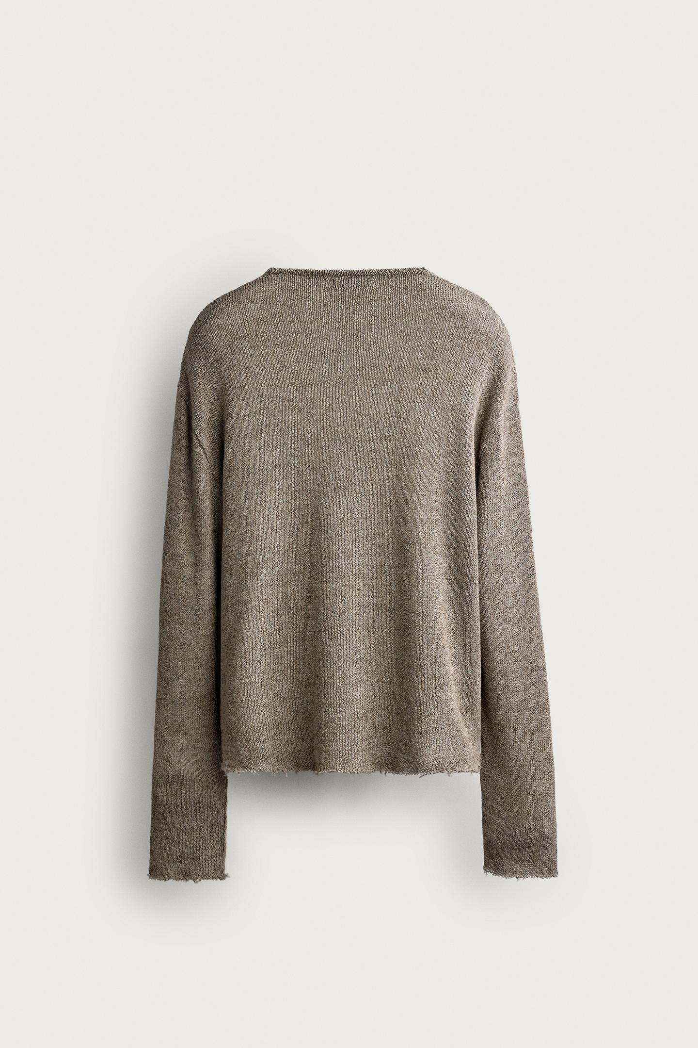 Мужская футболка Zara Relaxed Fit Knit, цвет: Серо-бежевый — фото 10