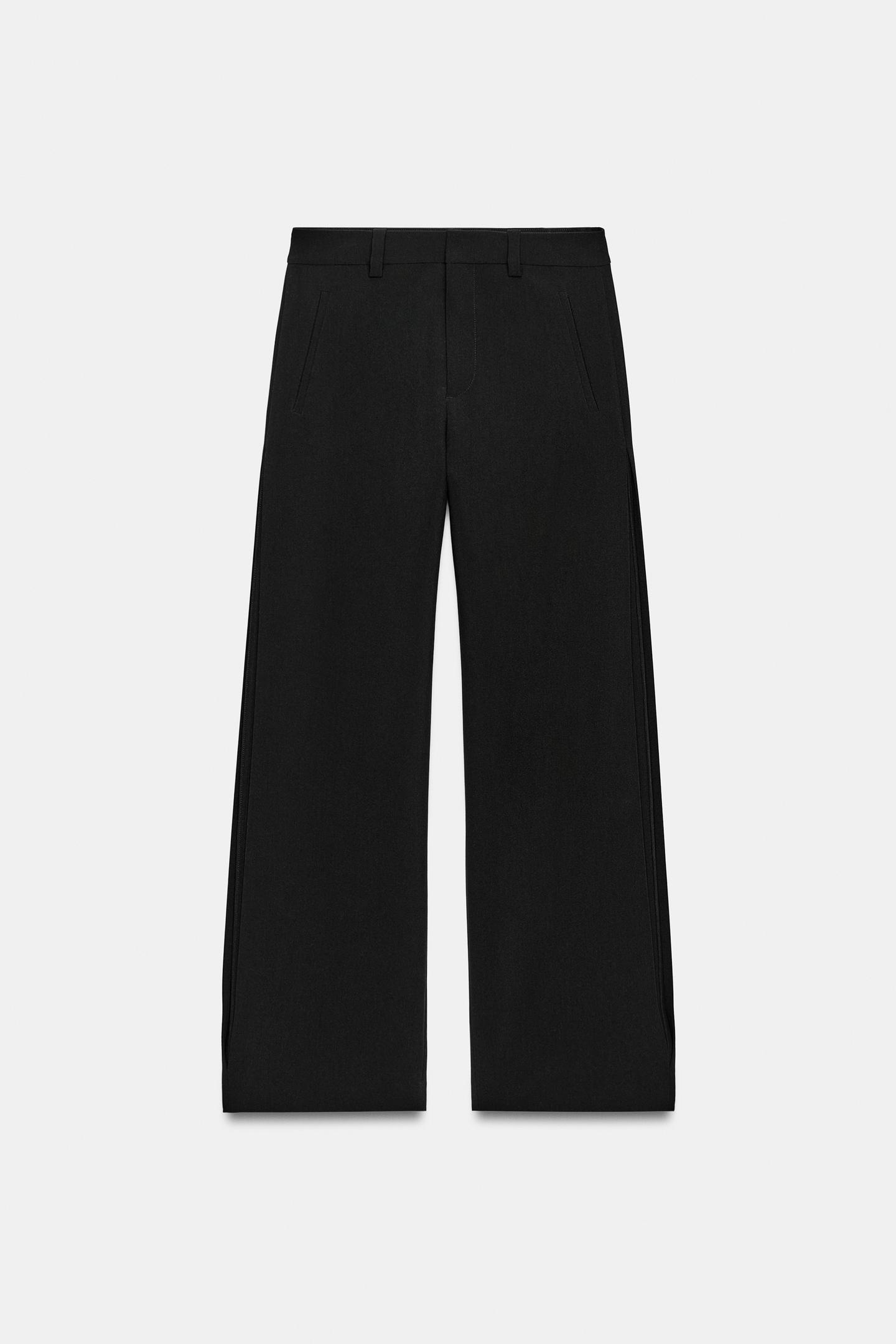 Женские брюки Zara Side Pleated ZW Collection, цвет: Чёрный — фото 6