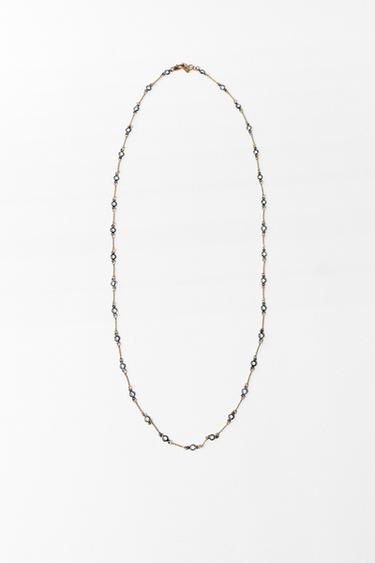 COLLIER MÉTALLIQUE CRISTAUX - Doré de Zara