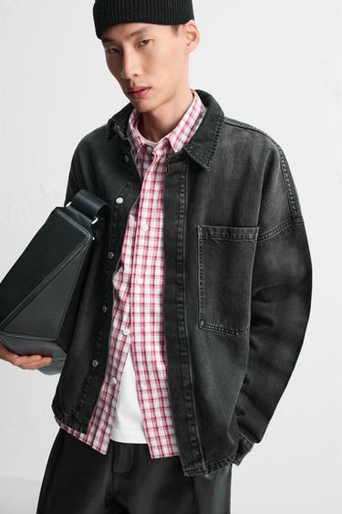 CHEMISE EN DENIM À POCHE - Noir de Zara - Image 4
