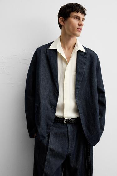 RELAXED FIT DENIM BLAZER - Indigo by Zara