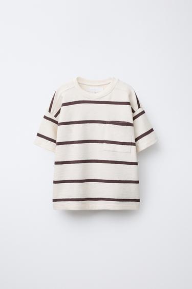 ENSEMBLE T-SHIRT ET BERMUDAS À RAYURES - Écru / Bleu marine de Zara - Image 1